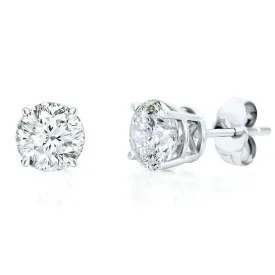 14K White Gold Diamond Stud Earrings - 2.00ctw