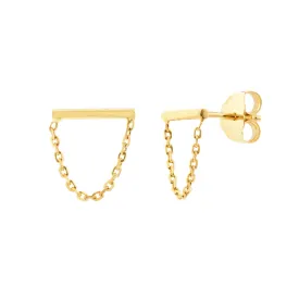 14k Yellow Gold Petite Chain Drape Stud Earrings