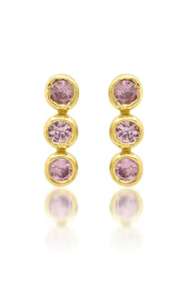 3 Pink Sapphire Mini Bezel Studs