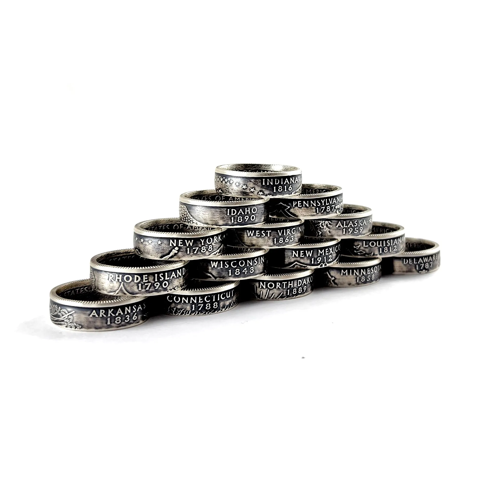 90% Silver State Quarter Coin Ring