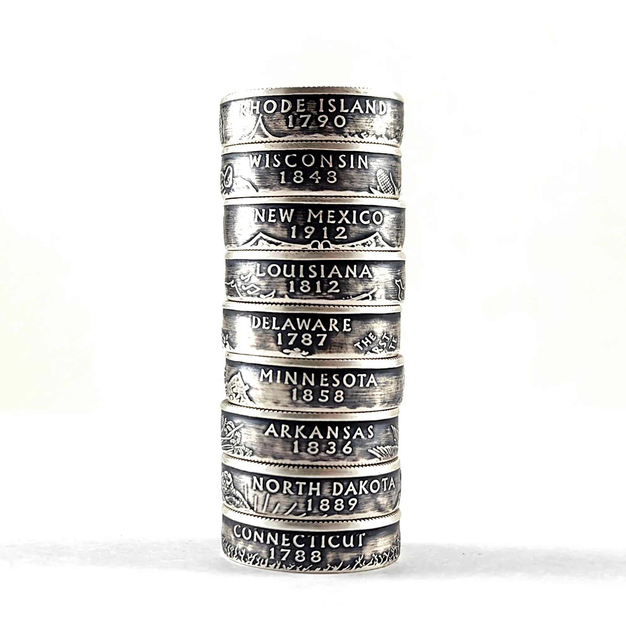 90% Silver State Quarter Coin Ring