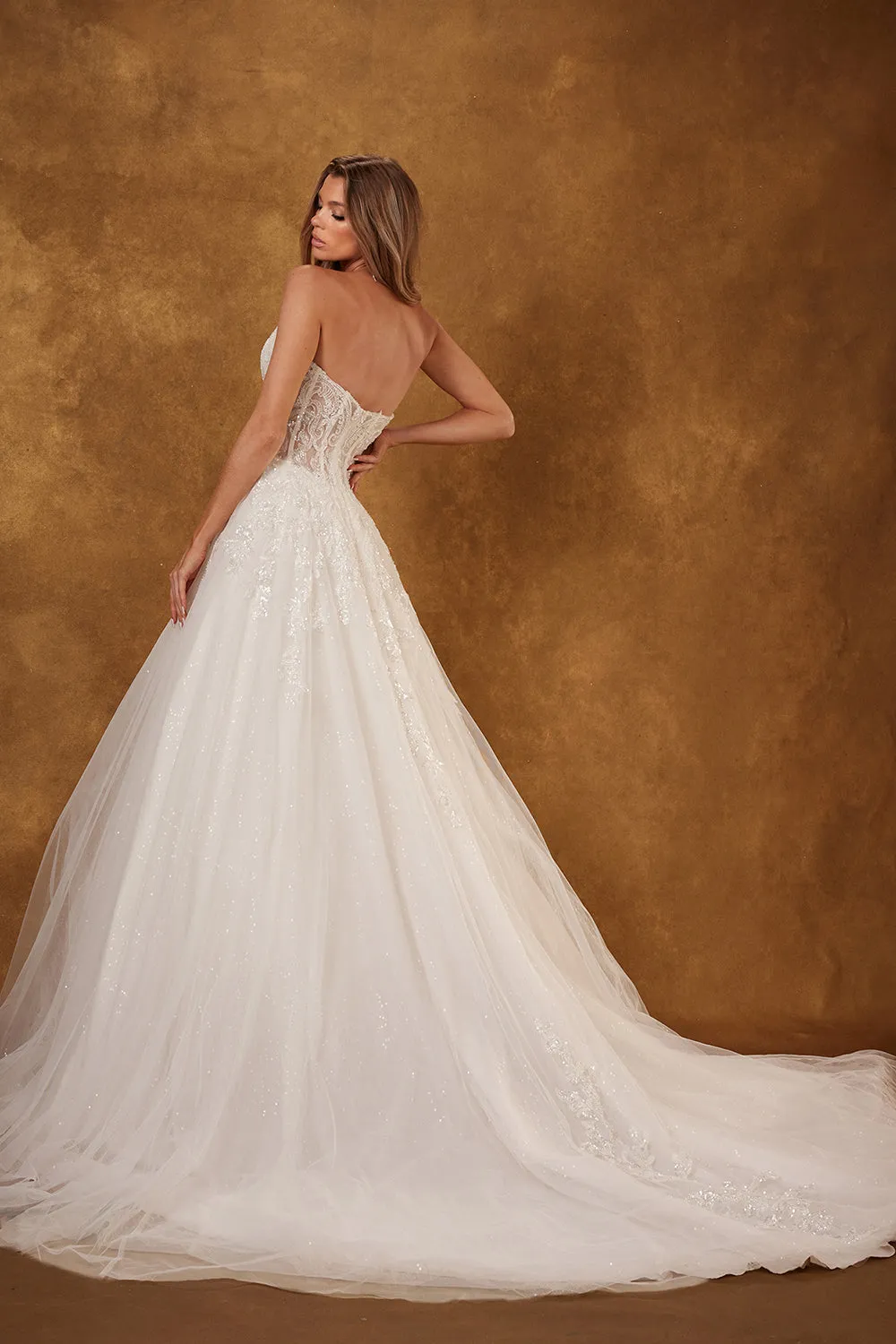 Applique Strapless Bridal Gown by Abby Lane 97229