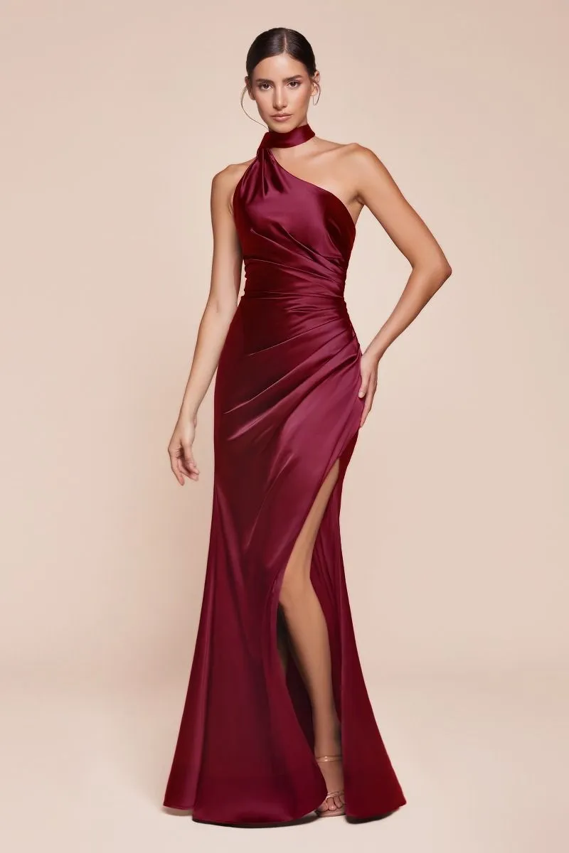 BETHANY One Shoulder Luxe Satin Fitted Bridesmaid & Formal Gown