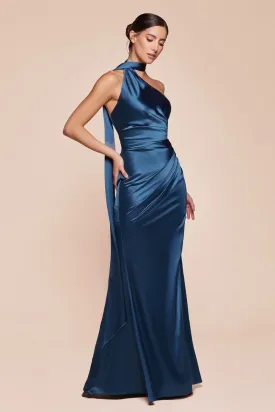 BETHANY One Shoulder Luxe Satin Fitted Bridesmaid & Formal Gown