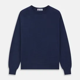 Blue Crew Neck Merino Wool Jumper