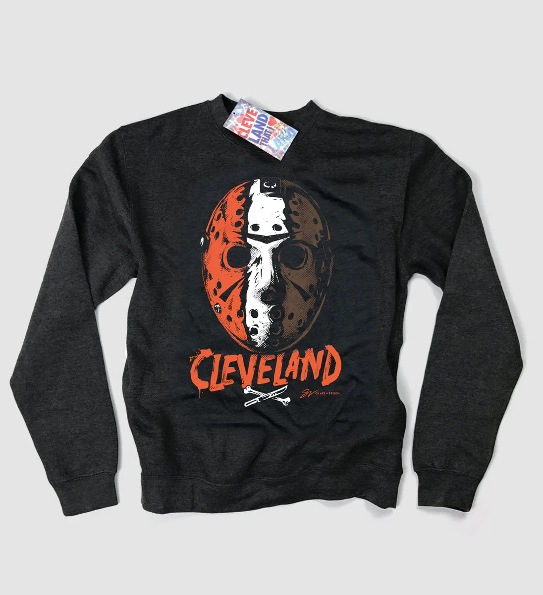 Cleveland Football Halloween Mask Crew Sweatshirt