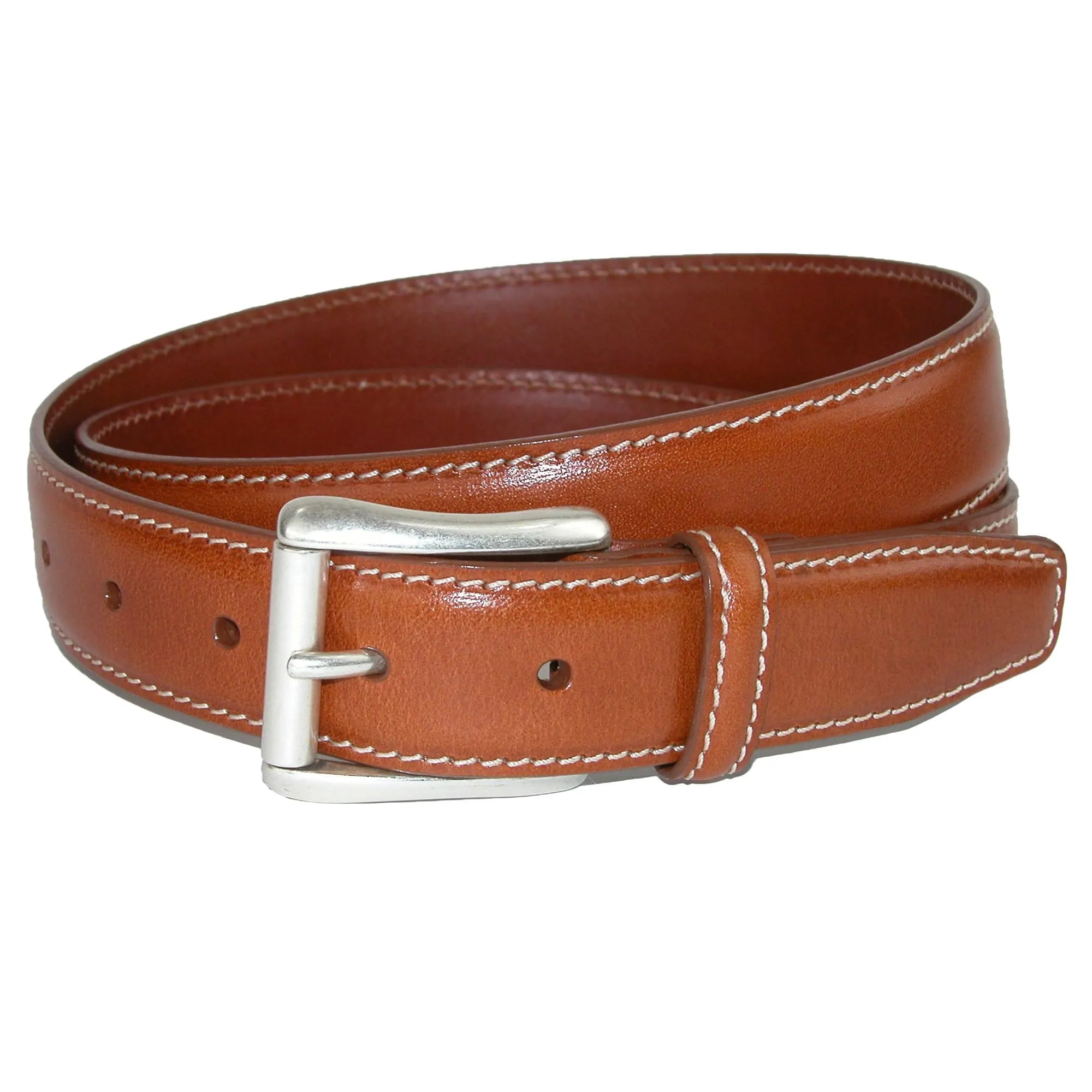 CrookhornDavis Men's Ciga Calfskin Leather Casual Belt with Contrast Stitch