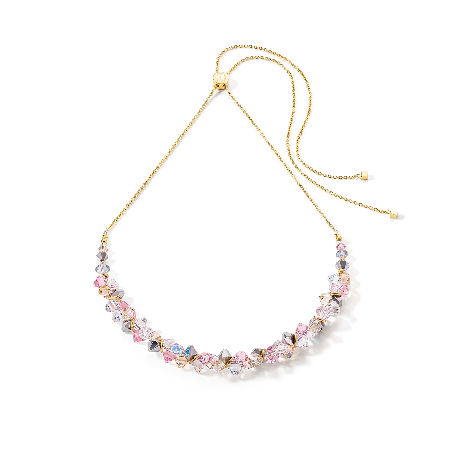 Dancing Crystals necklace gold light rose