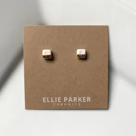 Ellie Parker Ceramics - White Geometric Ceramic Square Earrings