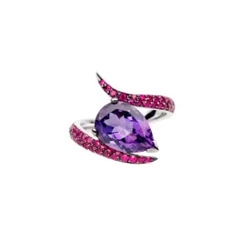 Interlocking Aurora Ring - 18ct White Gold & 2.93ct Amethyst