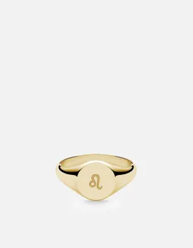 Leo Astro Signet Ring, 14k Gold