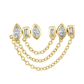 MIXED DIAMOND DUO CHAIN LINK STUD