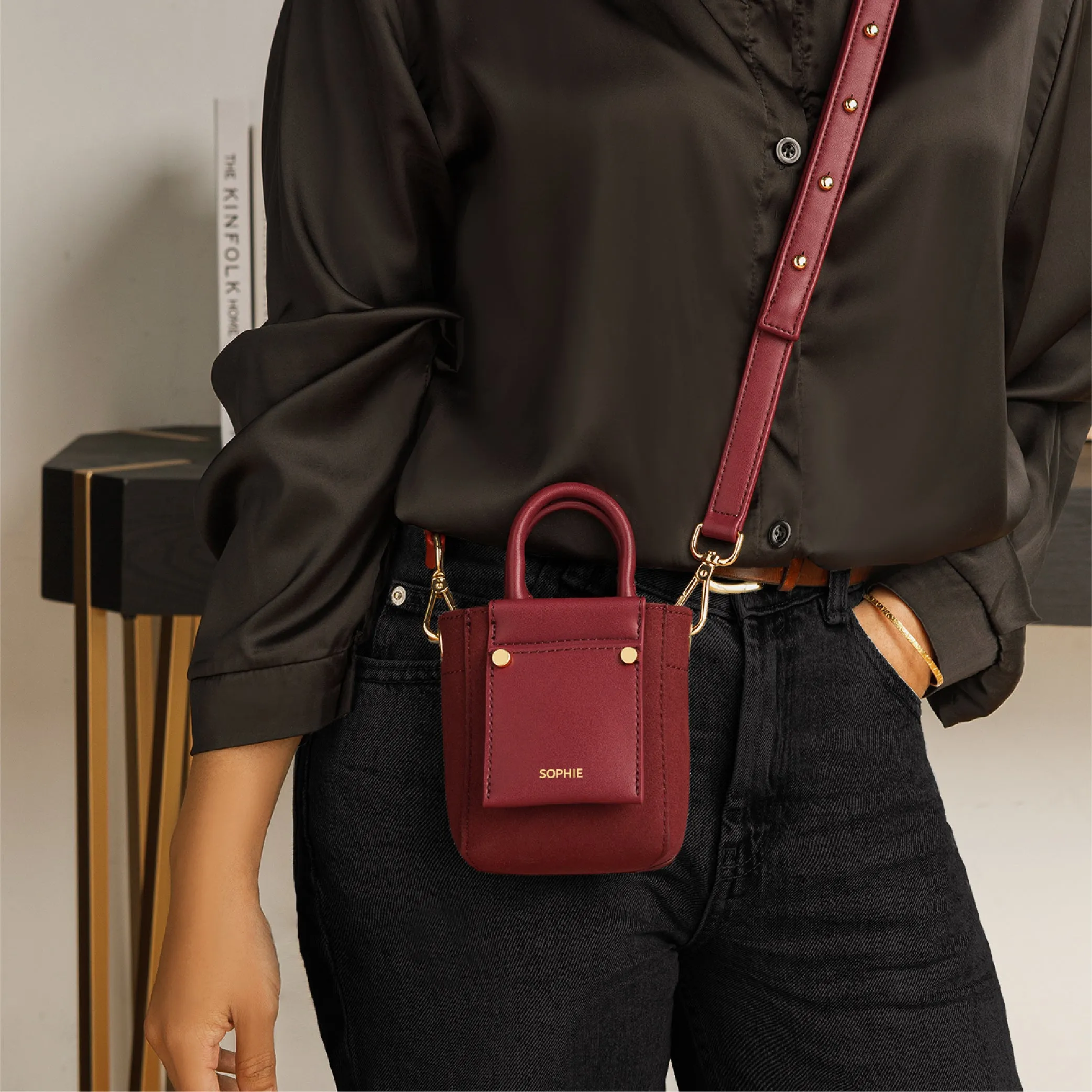 Nicola Micro Tote Suede - Dark Red