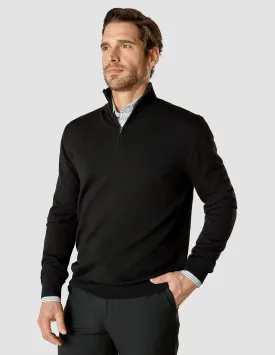 Premium Merino Half Zip Black