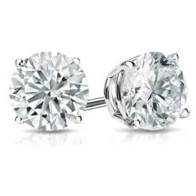 Round Solitaire Diamond Studs (14.01 ct Round IVS2 GIA Diamonds) in White Gold