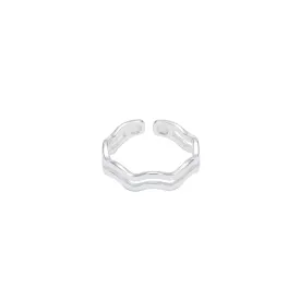 Silver Double Line Wavy Ring