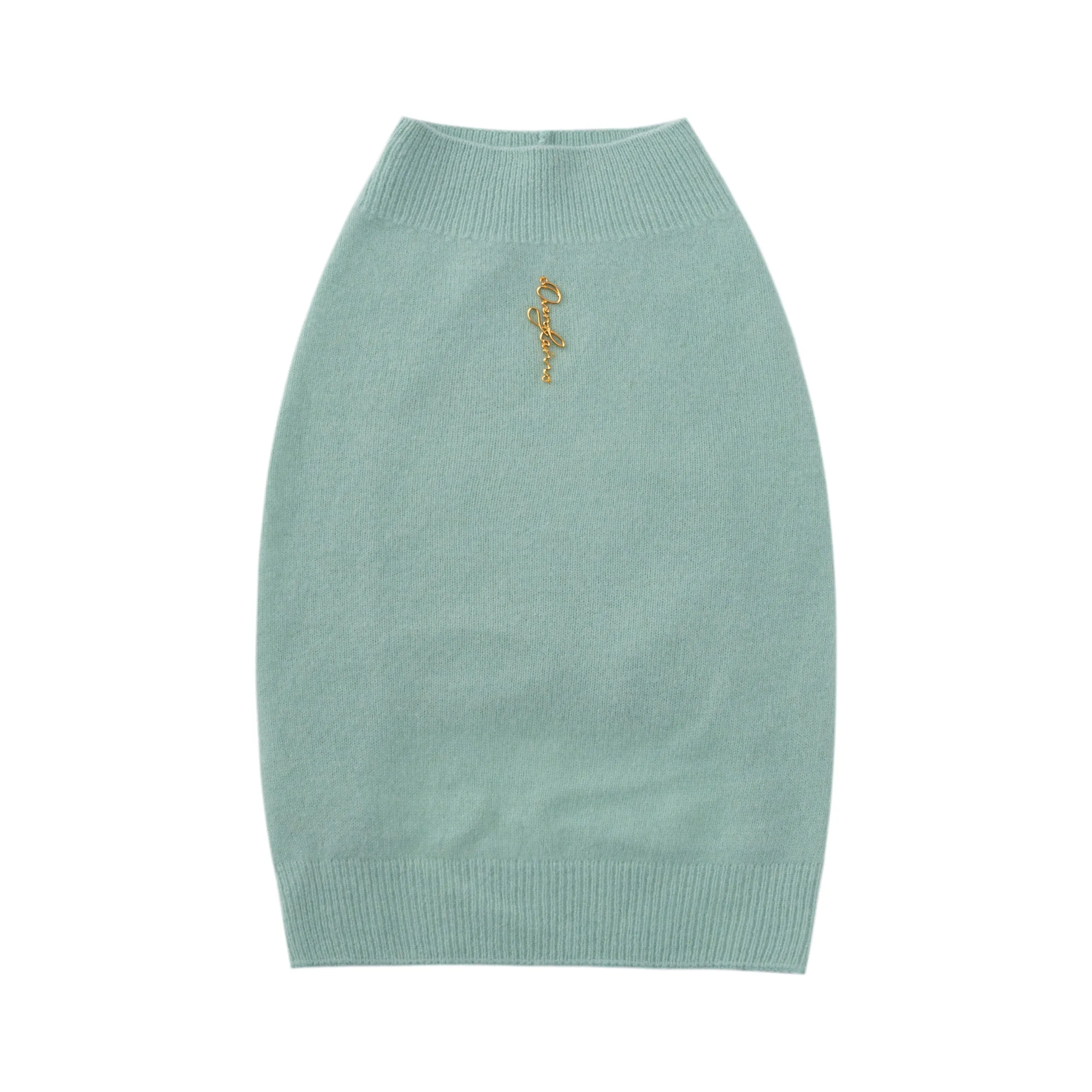 Sleeveless Jumper with Golden Metal Logo