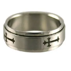 Stainless Steel Cross Spinner Ring-8mm