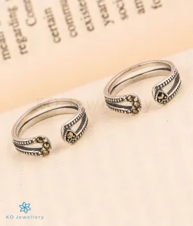 The Alluring Silver Marcasite Toe-Rings  (Front open)